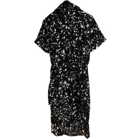 Calvin Klein Women's Black Abstract True Wrap Dress Size 12 7292 NWT Short SLV - Picture 4 of 9